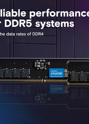 Crucial 64GB DDR5 RAM 5600MHz (or 5200MHz or 4800MHz) Desktop Memory, UDIMM 288-Pin, Compatible with Latest Intel Core Ultra and AMD Ryzen 8000 & Above – CT64G56C46U5