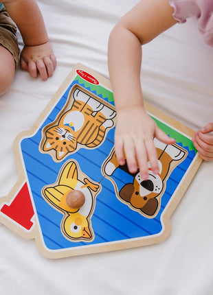 Melissa & Doug Pet Animals Jumbo Knob Puzzle, Wooden Peg Puzzle for Toddlers, Educational Toy for Shape Recognition and Fine Motor Skills, Ages 1+
