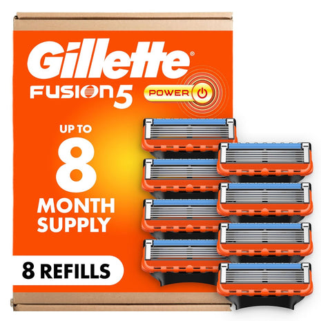Gillette Fusion5 Power Razor Blade Refills for Men, 8 Count, with Precision Trimmer
