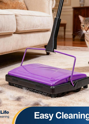 Yocada Carpet Sweeper Cleaner Manual Household Sweeper Lightweight | Hand Push Non-Electric for Home Office Low&Undercoat Carpets Rugs Pet Hair Dust Scraps Paper Rubbish Cleaning with a Brush