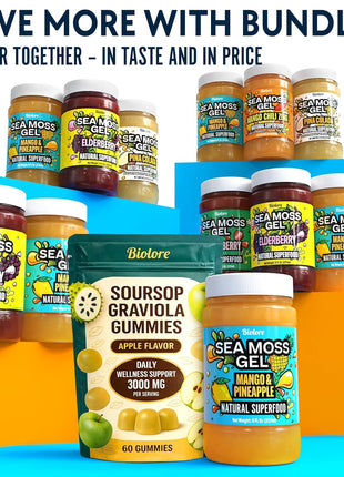 Biolore Sea Moss Gel Mango-Pineapple Made in USA Raw Wildcrafted Irish Seamoss Essential Vitamins Trace Minerals Vegan Superfood, Jam, Jelly & Sweet Spread Gifts (Mango-Pineapple 8OZ)