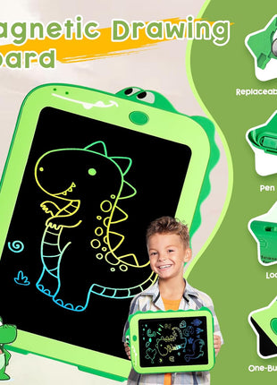 Teriph LCD Writing Tablet for Kids, Colorful Toddlers Toys Drawing Board, Educational Kid Toys, Doodle Pad Dinosaur Toy for 3 4 5 6 7 8 Year Old Boys Girls Birthday Party Xmas,8.5inch & Green