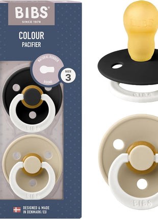 BIBS Pacifiers Colour Collection | Natural Rubber Baby Pacifier | Set of 2 BPA-Free Soothers | Made in Denmark | 0+ Months (Pack of 2) | Dusty Blue/Steel Blue