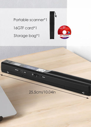 Portable Document Scanner, 900DPI Handheld Scanner Wand for Documents & Receipts, A4 Photo Image Scanner JPG/PDF, Portable Scanner for Laptop, USB 2.0 High Speed Transfer, Supports Micro SD Card