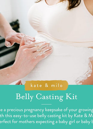 Kate & Milo Belly Casting Kit, Pregnancy Keepsake for Expecting Moms | Includes 5 Non-Toxic Plaster Rolls, Lubricant, Drop Cloth, Gloves, Sanding Screen and Instructions