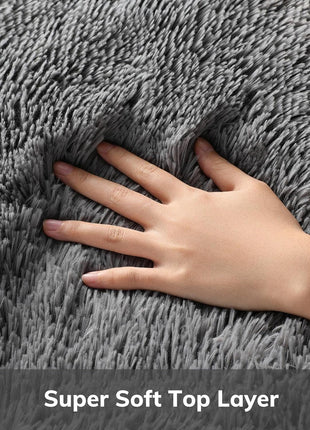 Ophanie Small Rug Non Slip Throw Bedside Area Rugs, Fluffy Soft Grey Mini Bedroom Carpet, Affordable Door Entryway Indoor Inside Front Entrance Dog 2x3 Mat with Over 99 pcs Pile fibers