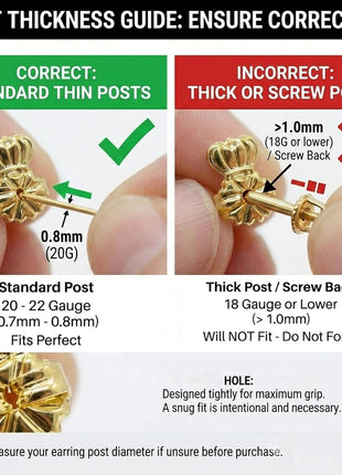 Original Magic Earring Backs for Droopy Ears | Earrings Lifters for Heavy Earring | Earlobe Secure Clear Miracle | Fits Standard 20G / 0.032' / 0.8mm Posts ONLY (2 Silver 1 Gold)