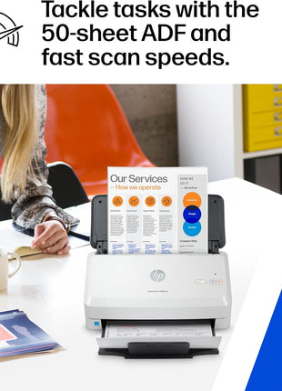 HP ScanJet Pro 3000 s4, Fast 2-Sided Scanner with Auto Document Feeder, Best for Small Business (6FW07A)
