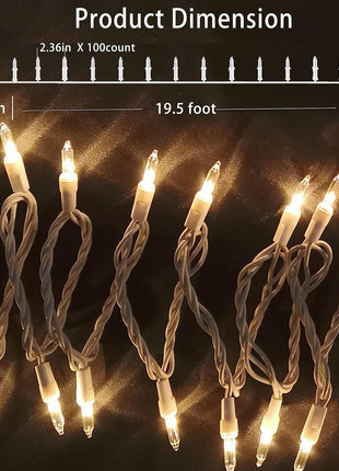 HISHINY Christmas Lights 100 Count Mini Clear Lights 21ft White Wire Christmas Tree String Lights Set for Outdoor Indoor Christmas Decorations Wedding Valentines Day Decor,UL Certified (21feet)