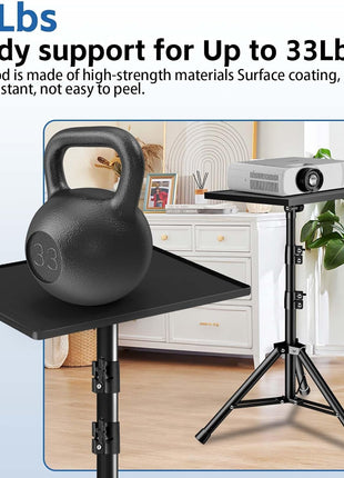 REHOSEUP Projector Stand, 33LB Load Bearing & 22-55 inch Height Adjustable, for Projector/Laptop/DJ Gear, Outdoor/Office/Studio - Stable Base (Black)