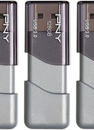 PNY 128GB Turbo Attaché 3 USB 3.0 Flash Drive 5-Pack – Grey, P-FD128X5TBOP-MP, 100MB/s, Light-Weight Durable - Data Storage and Transfer
