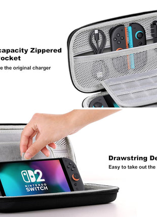 Lmcpa Carrying Case for Nintendo Switch 2 (2025) 7.9 Inch, Protective Hard Shell Portable Switch Travel Case, Lightweight and Large Capacity, Accessories for Switch 2, Black