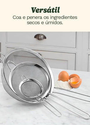 Cuisinart Mesh Strainers, Stainless Steel, Dishwasher Safe, 3-Count | Fine mesh kitchen strainers in 3 sizes, can be used as a pasta strainer, rice strainer, spaghetti strainer, CTG-00-3MS