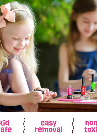 Nail Art Studio for Girls - Birthday Gift - Nail Polish Kit for Kids Ages 7-12 Years Old - Girl Gifts Ideas - Gift Set - Girly Stuff - Polish, Pens, Glitter, Stickers, Gems, Filer - 8 9 10 11 12 Year