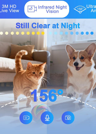 Automatic Cat Feeder with 2K Camera 5G WiFi 4L Timed Dry Food Dispenser APP Control, 15 Meals Programmable 1-20 Portion Per Day Dual Power Supply with Stainless Bowl for Multiple Pet Easy Clean