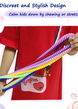 Sensory Chew Necklace for Boys and Girls, 6 Pack Stretch Chewing Necklaces for Kids with Autism ADHD SPD, Oral Motor Aids Baby Chew Toys Reduce Fidgeting for Kids Chewer (6)