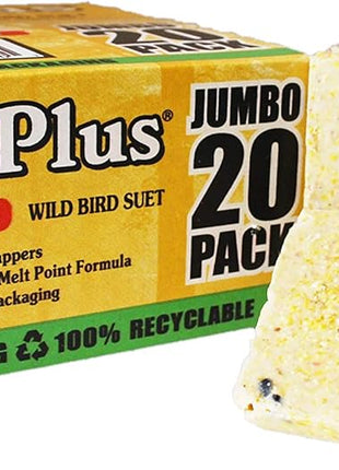 ST. ALBANS BAY SUET PLUS High Energy Suet Cakes, 20 Pack of 11 oz. Suet Cakes for Wild Birds