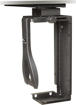 3M Under-Desk Computer Tower CPU Holder, Width Adjust from 3.5 inch to 9.3 inch, Height Adjust from 12.5 inch to 22.5 inch to Fit Most CPU's up to 50 lbs, 3600 Swivel, Steel Construction, 17 inch Track, Black, (CS200MB)