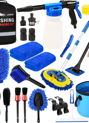 Car Wash Detailing Kit, Car Washing Kit with Foam Gun, Car Wash Brush | Car Wash Kit High-Pressure Foam Spray, Car Cleaning Bucket,Towels Tire Brush Car Washing Kit Is Complete Car Care Tools