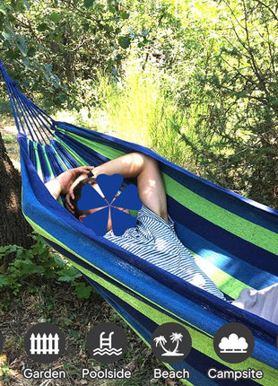 ANYOO Cotton Hammock Portable Camping Hammocks for Hanging Sturdy Garden Comfortable Fabric Hammock with Tree Straps Up to 660lbs with Travel Bag for Camping Outdoor/Indoor Patio Backyard
