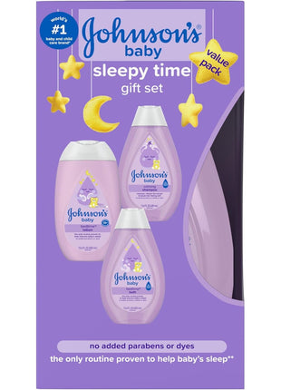 Johnson's Baby Sleepy Time Bedtime Gift Set with Relaxing NaturalCalm Aromas, Bedtime Baby Bath Shampoo, Wash & Lotion, Baby Bedtime Essentials, Hypoallergenic & Paraben-Free, 3 Items