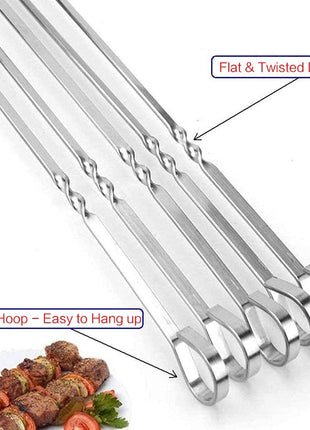 Metal Skewer for Grilling,Kabob Skewer,Flat BBQ Barbecue Skewer,Grilling Skewers Set,Reusable BBQ (14 inch skewer(16 pack))
