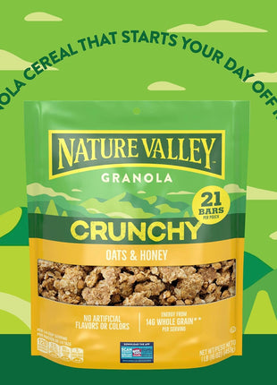 Nature Valley Crunchy Granola, Oats and Honey Granola, Resealable Snack Pouch, 16 oz