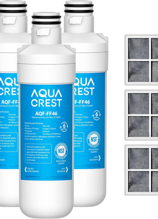 AQUA CREST LT1000PC ADQ747935 Replacement for LG® LT1000P®/PC/PCS ThinQ® Refrigerator Water Filter, LMXS28626S, LFXS26973S, MDJ64844601, ADQ74793501, ADQ74793502 and LT120F® Air Filter, 3 Combo