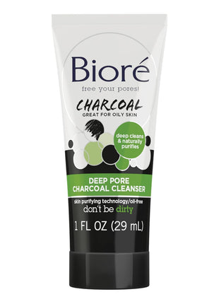 Bioré Deep Pore Charcoal Daily Face Wash, with Deep Pore Cleansing for Dirt and Makeup Removal From Oily Skin, 1 oz, 36-pack