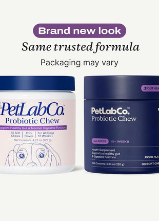 PetLab Co. Probiotics for Dogs, Support Gut Health, Occasional Diarrhea, Digestive Health & Seasonal Allergies - Pork Flavor - 30 Soft Chews - Packaging May Vary