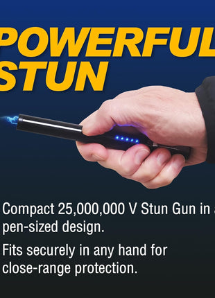 Streetwise Pain Pen 25,000,000 Volts Stun Gun for Self Protection - Tactical Stun Pen for Women and Men, USB Rechargeable, Battery Indicator, Durable Clip, Compact and Concealable for Protection