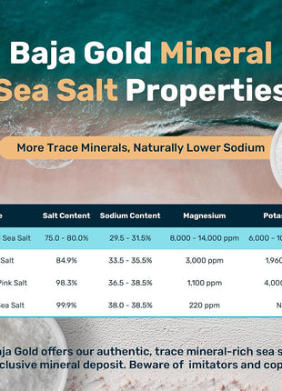 Baja Gold Signature Mineral Sea Salt - Recommended by Gary Brecka - Organic Natural Grain Salt for Cooking & Baking | Authentic Baja Salt | Ideal for All Culinary Creations | 1 lb. Resealable Bag, 300+ Servings