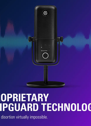 Elgato Wave:3 USB Condenser Microphone for Streaming | Cardioid capsule, 24-bit/96kHz audio, Anti-distortion Clipguard, Free mixer software, Plug and play, For Mac and PC