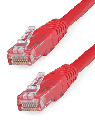 StarTech 50ft CAT6 Ethernet Cable - Red CAT 6 Gigabit Ethernet Wire -250Mhz 100W PoE RJ45 UTP Molded Network Patch Cord with Strain Relief (C6PATCH50RD)