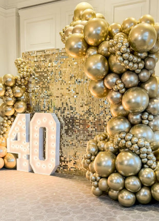 Awenztech 120pcs Metallic Gold Balloon Arch Kit, 18 12 10 5 inch Chrome Gold Latex Balloons Different Sizes Metallic Gold Balloon Garland for Graduation Engagement Wedding Birthday Party Decorations
