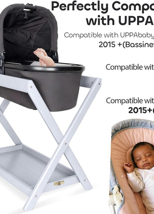 Bassinet Stand,Compatible with UPPAbaby Bassinets Since 2015,Bonus Storage Bag Included,One-Touch Open and Close,Secured with reinforced clamps,comfortable sleeping space for your little one