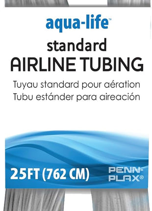 Penn-Plax Aqua-Life Standard Airline Tubing - 3/16 Inch Flexible Airline Hose for Aquarium Pumps, Fish Tank Line for Air Stones & Filters - Safe for Freshwater & Saltwater - 25 ft Long, Clear
