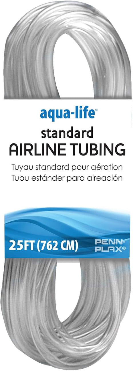 Penn-Plax Aqua-Life Standard Airline Tubing - 3/16 Inch Flexible Airline Hose for Aquarium Pumps, Fish Tank Line for Air Stones & Filters - Safe for Freshwater & Saltwater - 25 ft Long, Clear