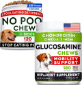 No Poo Treats + Glucosamine Treats Bundle - No Poop Eating for Dogs + Hip & Joint Care - Probiotics & Enzymes + Omega-3 Oil + Chondroitin, MSM - Coprophagia Stool Eating Deterrent + Joint Pain Relief