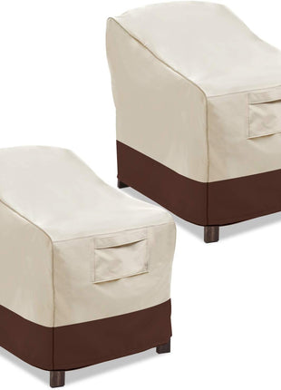 Vailge Patio Chair Covers, Lounge Deep Seat Cover, Heavy Duty and Waterproof Outdoor Lawn Patio Furniture Covers (2 Pack - Large, Beige & Brown)