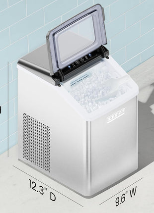 Iceman Pebble Ice Machine, Countertop Nugget Ice Maker Produces Chewable Pellet Ice in 20 Minutes, Makes 33lbs/Day, with One-Touch Cleaning Function and Ice Scoop/Basket Included – Stainless Steel