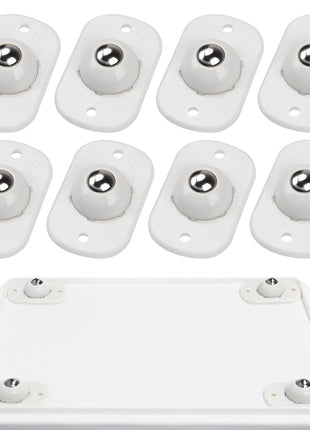 TRVL FIELDER Self Adhesive Caster Wheels, Appliance Rollers for Kitchen Appliances, 360° Swivel Mini Universal Wheel Roller Casters, Sticky Pulley for Trash Can, Appliance Slider (8, White-Swivel)