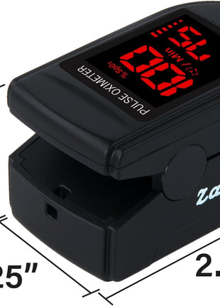 Zacurate Pro Series 500DL Fingertip Pulse Oximeter Blood Oxygen Saturation Monitor with Silicone Cover, Batteries and Lanyard (Royal Black)