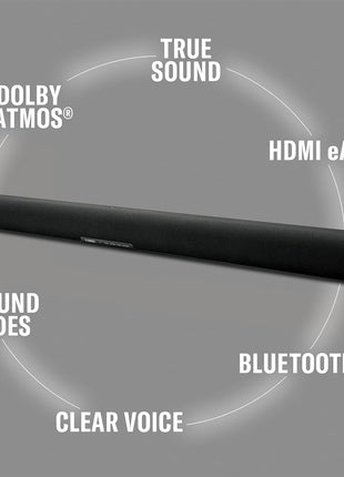 Yamaha SR-B30A Sound bar with Built-in Subwoofers, Dolby Atmos Sound bar for TV, Home Theater Sound System for TV, Bluetooth, Black | Dolby Atmos with dual built-in subwoofers and Bluetooth for movies, music and gaming