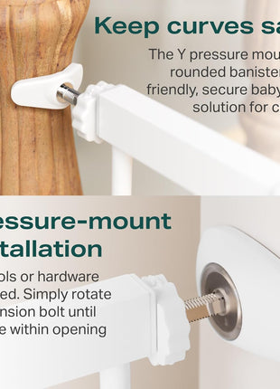 Cumbor 30-40.6 in Baby Gate for Stairs and Doorways, Dog Gate Indoor White | Mom's Choice Awards Winner, Auto Close, Double Lock, Safety Child Gate for Toddlers & Pets, Pressure or Hardware Mounted