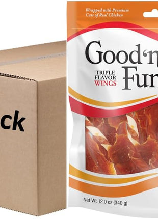 Good 'n' Fun Triple Flavor Wings Chews for All Dogs, 12 Ounces, Treat Your Dog to Long-Lasting Chews Made from Chicken, Pork Hide and Beef Hide