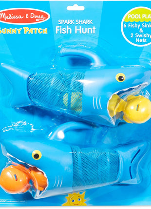 Melissa & Doug Sunny Patch Spark Shark Fish Hunt Pool Game With 2 Nets and 6 Fish to Catch