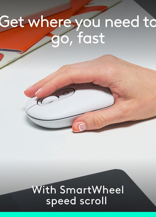 Logitech POP Mouse, Compact and Portable Wireless Bluetooth Mouse with Programmable Buttons and Quiet Clicks, Easy-Switch Between up to 3 Devices, Laptop, Tablet, PC - Off-White