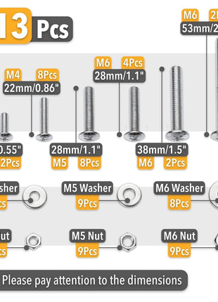 Mr. Pen- Bolts, Nuts, and Washer Assortment Kit, 113 pcs, Assorted Nuts and Bolts, Washer Kit