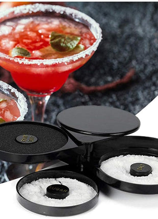 1 Pack 3 Tier Bar Glass Rimmer for Margarita and Cocktail, Bartender Tool,Salt Box Spice Container